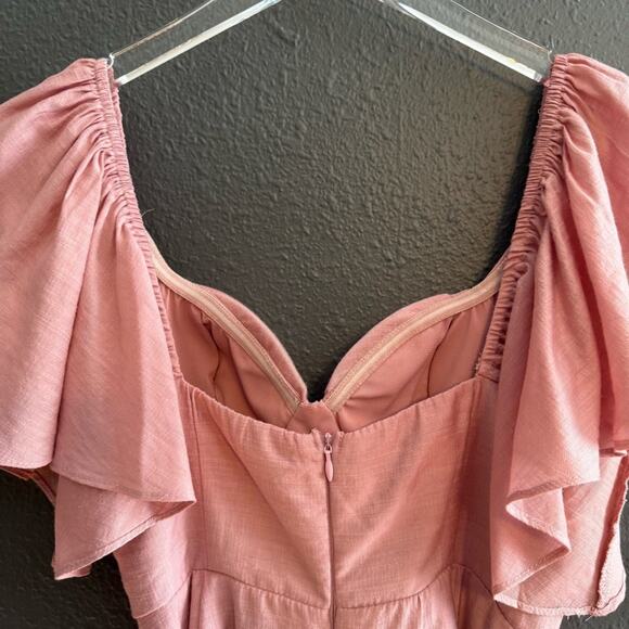 Selfie Leslie Aphrodite Molded Bust Angel Sleeve Wrap Dress Blush Size S - Picture 3 of 7